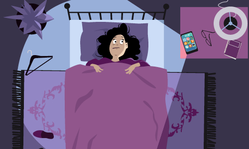 illustration of sleepless woman