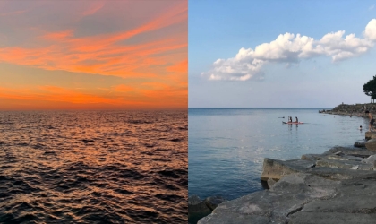 Lake Michigan sunset, Lake Michigan with paddleboarders