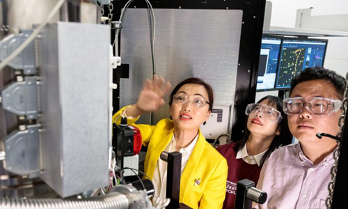 Shirley Meng with researchers